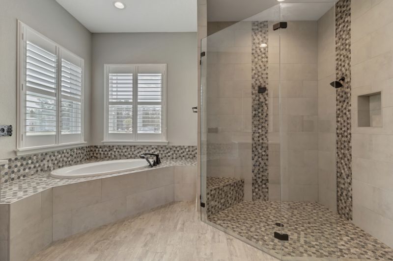 Corner Shower with Decorative Tiles
